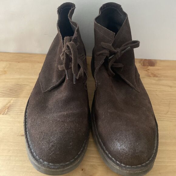 Saks Fifth Avenue Suede Ankle Boots Brown Leather Lace-up Chukka Shoes Sz 9.5 main image 8